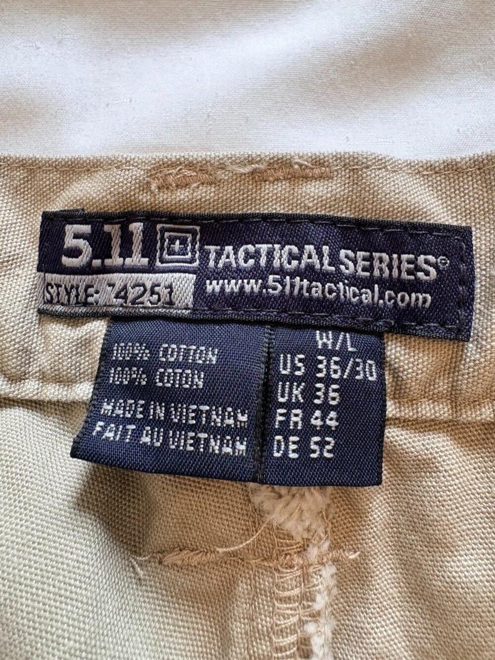 Vintage 5.11 Tactical Cotton Canvas Cargo Pants 36x30 Khaki 74251 - Picture 5 of 8